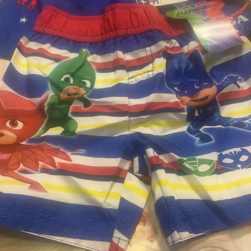 PJ Mask & Nasa Boys Swim Trunks/Shorts Bundle 3T UPF 50+ Vacation Summer